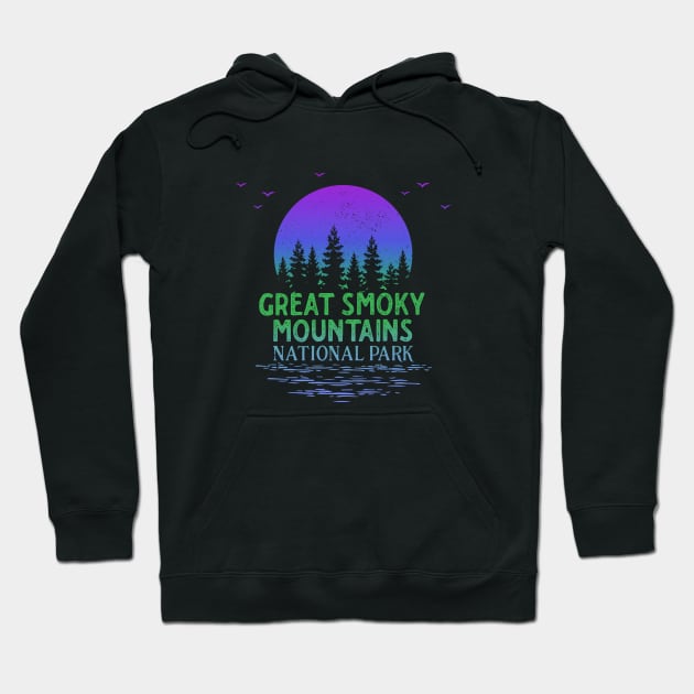 Great Smoky Mountains National Park Trees Moon Design Hoodie by Pine Hill Goods